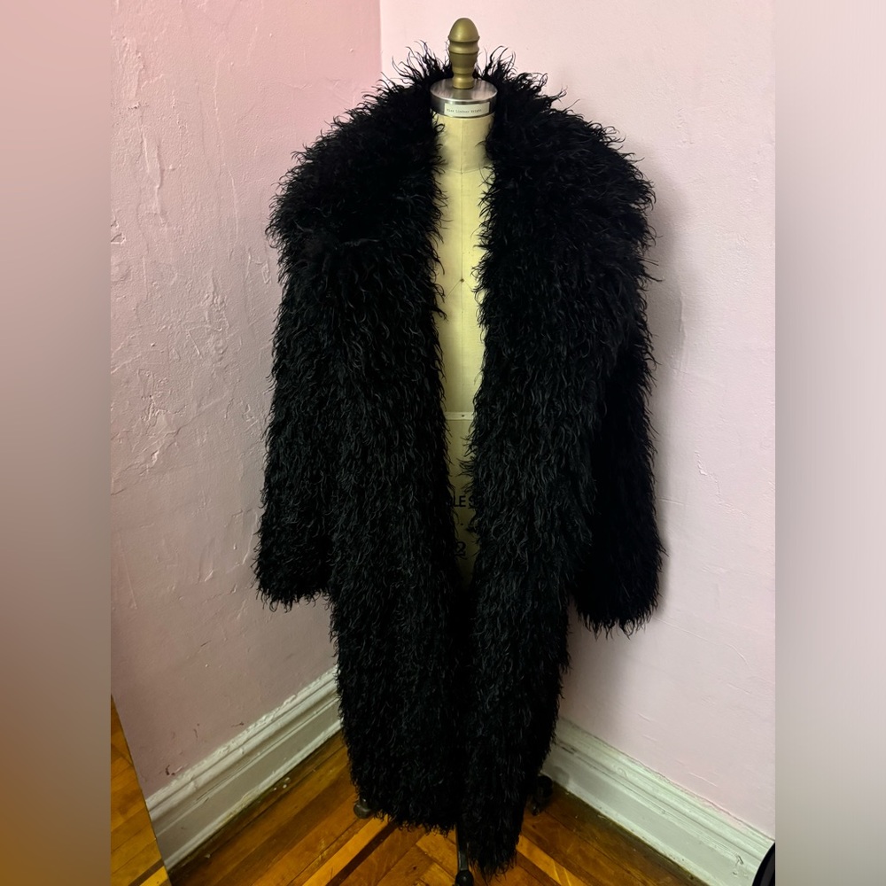Black Lamb and Wool fur coat
